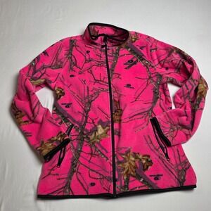 Mossy Oak Girls Pink Camo Fleece Full Zip Jacket Women's LG 12-14
